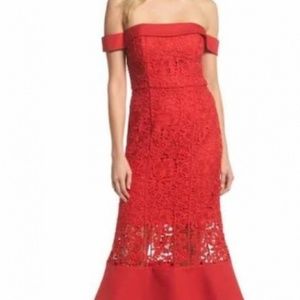 NWT Jarlo Talia Lace Off the Shoulder  Cocktail Dress in Burgundy - Size 8
